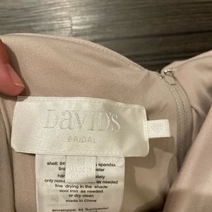 David’s Bridal cream off shoulder dress